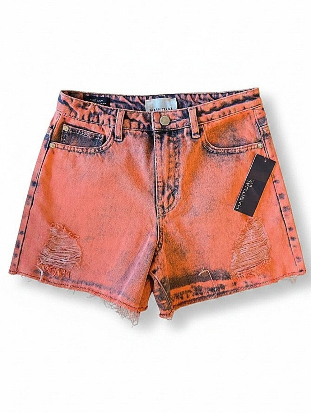 NWT! Highbitual Kid Orange Distressed Denim Shorts